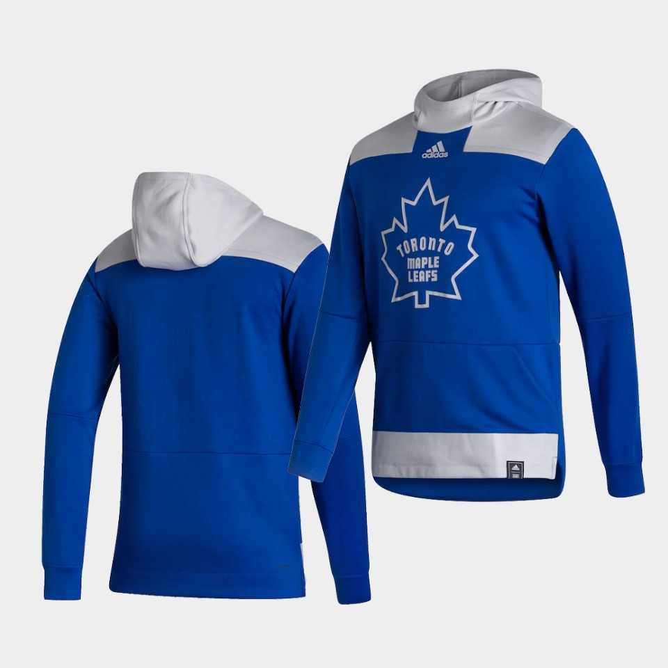 Men Toronto Maple Leafs Blank Blue NHL 2021 Adidas Pullover Hoodie Jersey